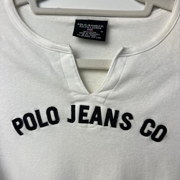 Vintage Polo Jeans Co. Ralph Lauren White Long Sleeve Logo Top Size M - Picture 3 of 5